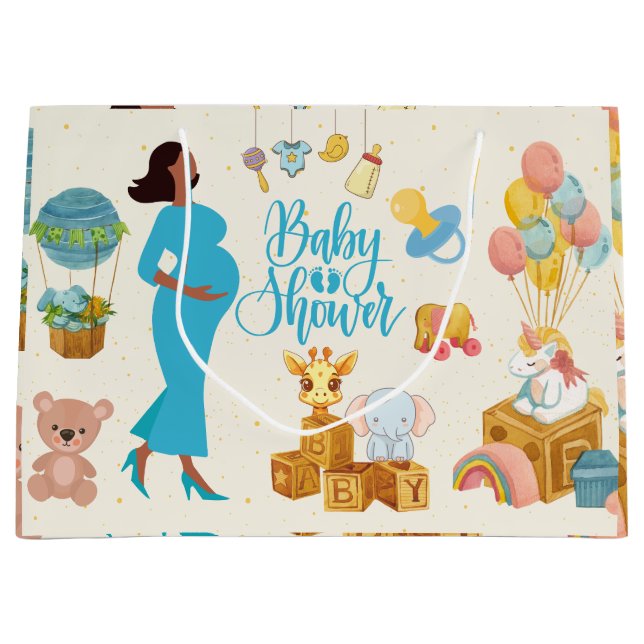 Sacola Para Presentes Grande Esperando a festa da mãe (Frente)