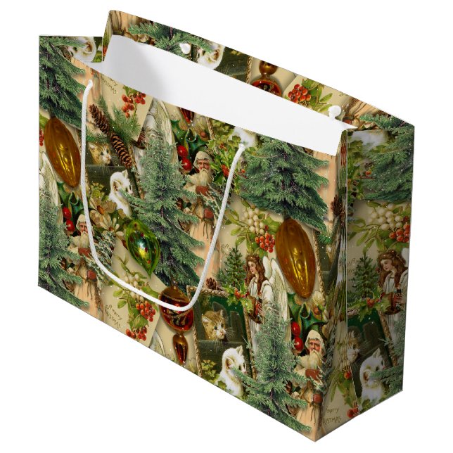 Sacola Para Presentes Grande Esplendor Vitoriano de Natal (Frente inclinada)