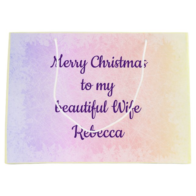 Sacola Para Presentes Grande Esposa de Natal Personalizada (Frente)