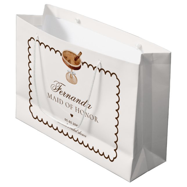 Sacola Para Presentes Grande Espresso Martini Café Dama de Honra Obrigada (Frente inclinada)