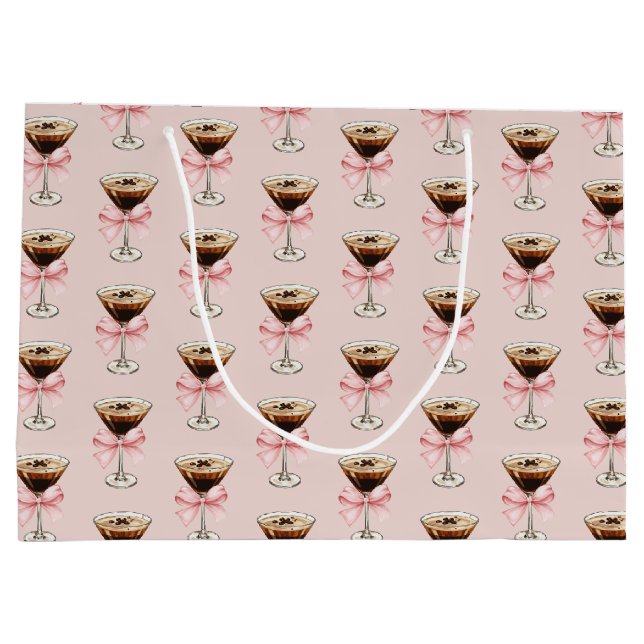 Sacola Para Presentes Grande Espresso Martini Pattern Pink (Verso)
