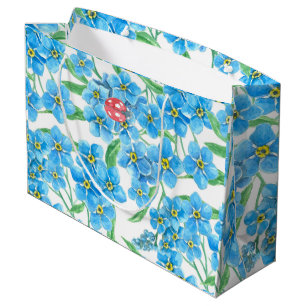 Sacola Para Presentes Grande Esquece-me de um padrão floral inuniforme