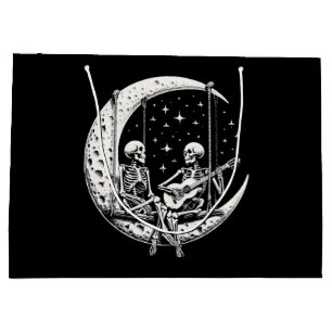 Sacola Para Presentes Grande Esqueleto Casal Lua Guitarra