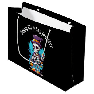 Sacola Para Presentes Grande Esqueleto legal no melhor aniversário do Halloween
