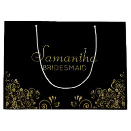 Sacola Para Presentes Grande Esquerda de Bridesmaid Personalizada Dourada Elega