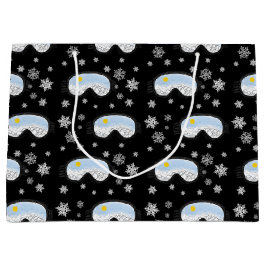 Sacola Para Presentes Grande Esqui Óculos Montanha Ver Flocos de Neve Preto