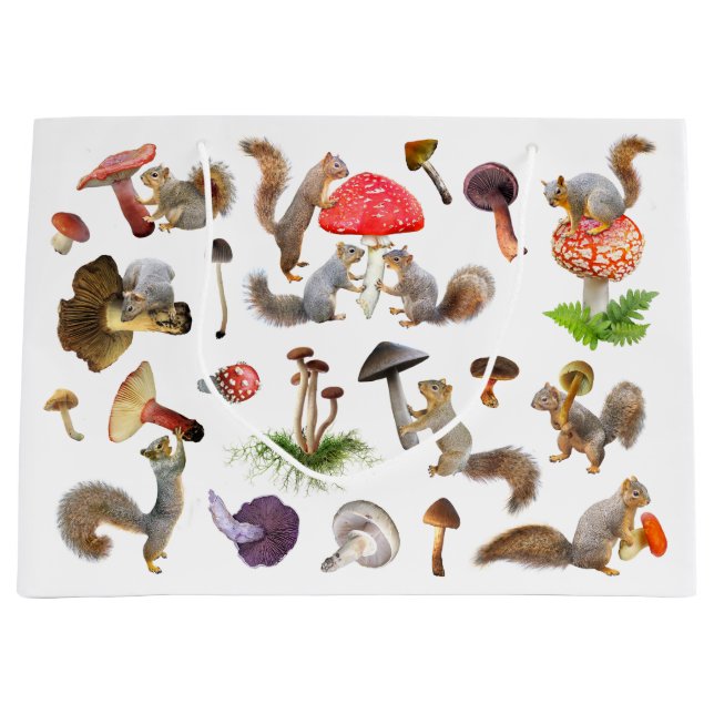 Sacola Para Presentes Grande Esquilos com Mushroom Gift Bag (Frente)