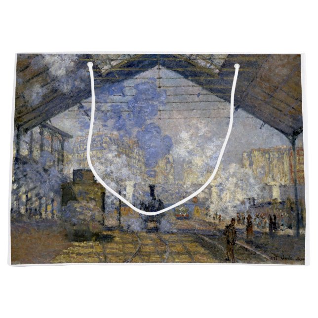 Sacola Para Presentes Grande Estação Santo-Lazare, Monet (Frente)