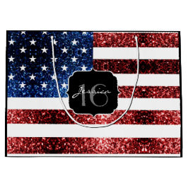 Sacola Para Presentes Grande Estados Unidos bandeira vermelho faíscas azul doce