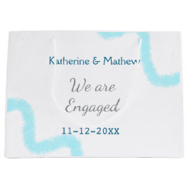 Sacola Para Presentes Grande Estamos noivos de na moda espiralada de cinza d'ág