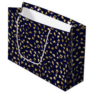 Sacola Para Presentes Grande Estampa Ousada de Leopardo Azul Estilo Animal Gl