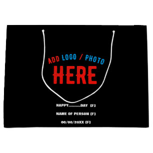 SACOLA PARA PRESENTES GRANDE ESTAMPADO PERSONALIZÁVEL MODERNO ESTILOSO PRETO VE