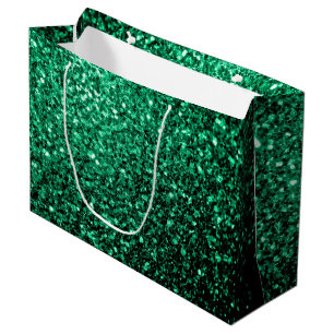 Sacola Para Presentes Grande Estilhador de brilho verde-esmeralda