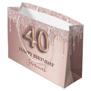Sacola Para Presentes Grande estilo de balão cor-de-rosa aniversário de 40 anos