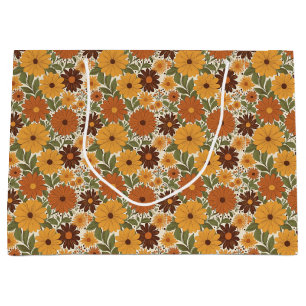 Sacola Para Presentes Grande estilo floral/flor vintage dos anos 70