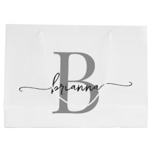 Sacola Para Presentes Grande Estilo Moderno de Letra Inicial Monograma Branco C