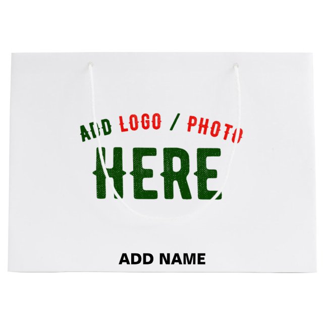 SACOLA PARA PRESENTES GRANDE ESTILO MODERNO PERSONALIZÁVEL BRANCO VERIFICADO CO (Frente)