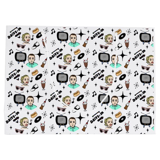 Sacola Para Presentes Grande Estilo Nostálgico Retro 1950 (Verso)