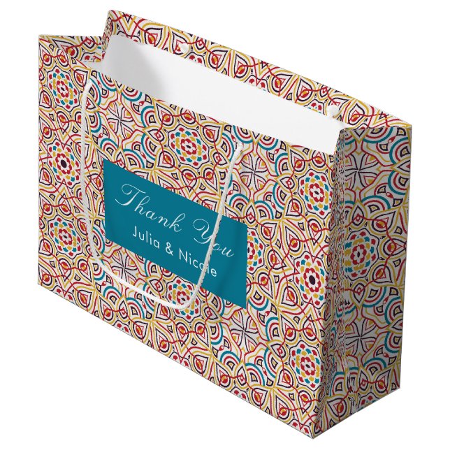 Sacola Para Presentes Grande Estilos Geométricos Estilhará Casamento Metálico d (Frente inclinada)