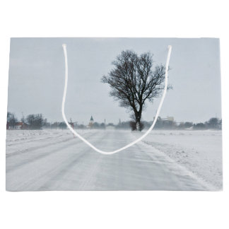 Sacola Para Presentes Grande Estrada de inverno rural