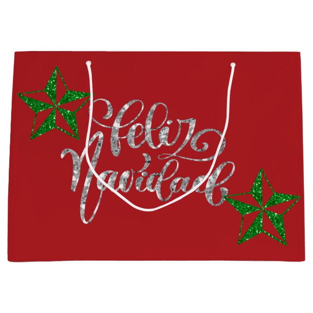 Sacola Para Presentes Grande Estrela de Natal Verde (Frente)