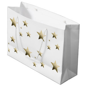 Sacola Para Presentes Grande Estrela de Ouro Elegante com Minimalista Delicado