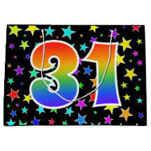 Estrelas coloridas + padrão arco-íris "31" Evento 