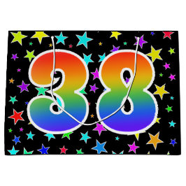 Sacola Para Presentes Grande Estrelas coloridas + Padrão arco-íris "38" Evento 