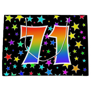 Sacola Para Presentes Grande Estrelas coloridas + padrão arco-íris "71" Event