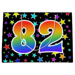 Sacola Para Presentes Grande Estrelas coloridas + padrão arco-íris "82" Evento 