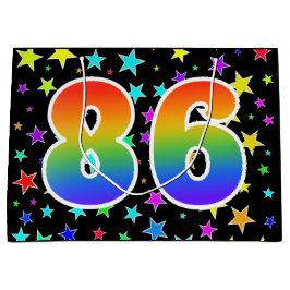 Sacola Para Presentes Grande Estrelas coloridas + padrão arco-íris "86" Evento 