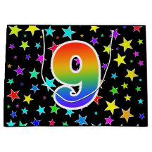 Estrelas coloridas + Padrão arco-íris "9" Evento #