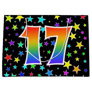 Sacola Para Presentes Grande Estrelas Coloridas + Padrão de Arco-íris Evento "1