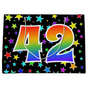 Sacola Para Presentes Grande Estrelas coloridas + Teste padrão "42" do