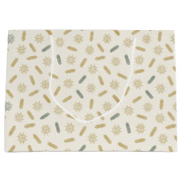 Sacola Para Presentes Grande Estrelas de ouro e Brunches de Árvore