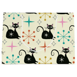 Sacola Para Presentes Grande Estrelas Explosivas de Meados do Século com Gato A