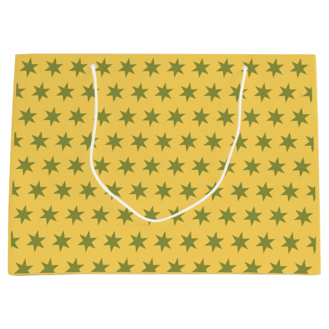 Sacola Para Presentes Grande Estrelas - Tendência de padrões Cores verdes Doura (Frente)