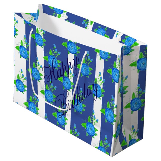 Sacola Para Presentes Grande Estrias E Rosas (Frente inclinada)