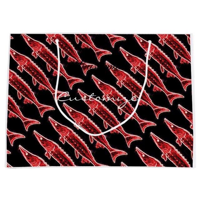 Sacola Para Presentes Grande esturjão de natação personalizado (Frente)