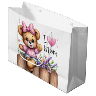 Sacola Para Presentes Grande Eu Amo Mamãe Urso