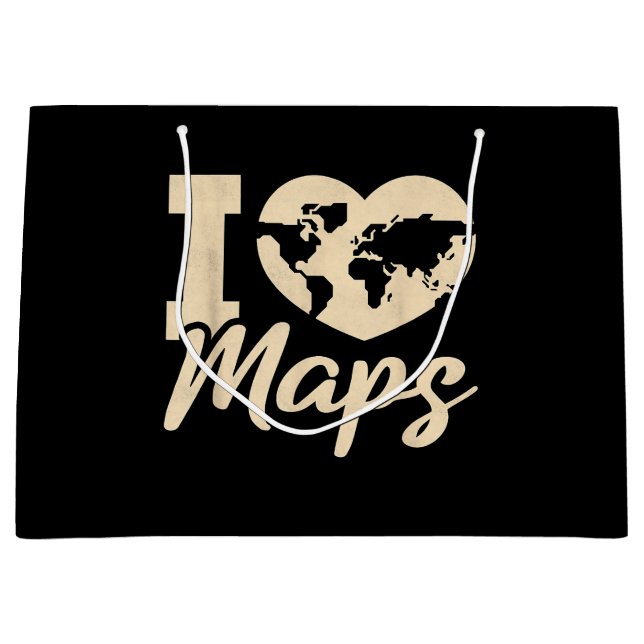 Sacola Para Presentes Grande Eu Amo Mapas, Geografia (Frente)