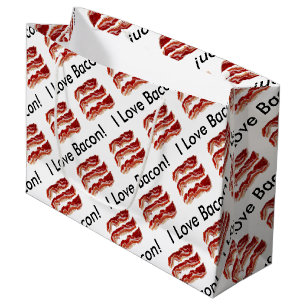 Sacola Para Presentes Grande Eu amo o bacon