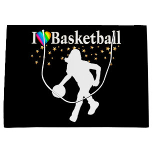 SACOLA PARA PRESENTES GRANDE EU AMO O DESIGN BASQUETEBOL
