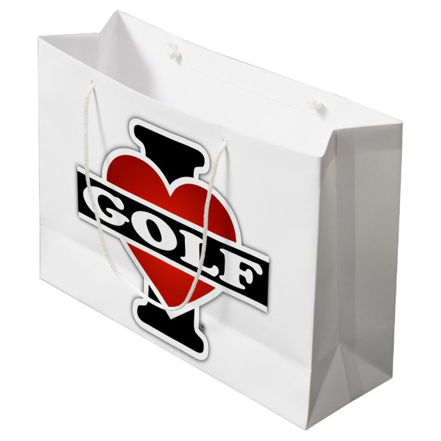 Sacola Para Presentes Grande Eu amo o golfe (Frente inclinada)