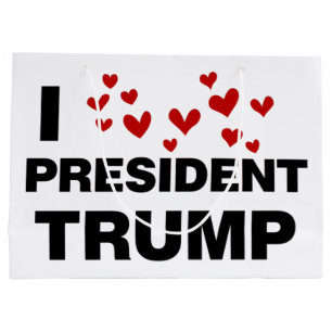 Sacola Para Presentes Grande Eu Amo O Presidente Trump Hearts
