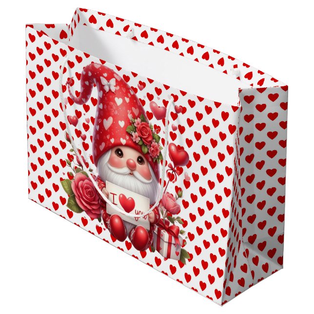 Sacola Para Presentes Grande Eu Amo Você Gnome  (Verso inclinado)