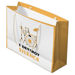 Sacola Para Presentes Grande Eu Destruo Silence Funny Drummer