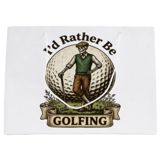 Sacola Para Presentes Grande Eu Preferiria Estar Jogando Golfe