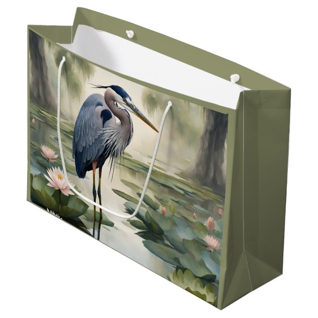Sacola Para Presentes Grande Excelente Blue Heron (Frente inclinada)