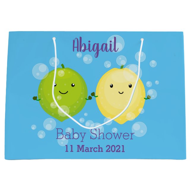 Sacola Para Presentes Grande Exemplo de desenho animado de limão de limão feliz (Frente)